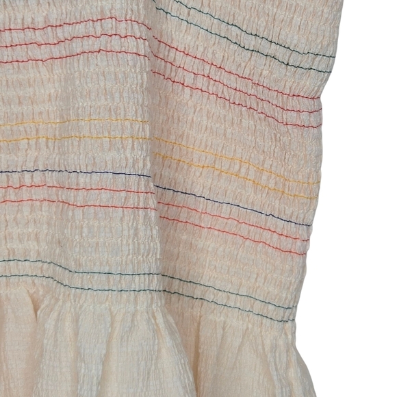 Madewell Textured & Thread Womens Rainbow Smocked Peplum Tank Top Size XL - Picture 3 of 11